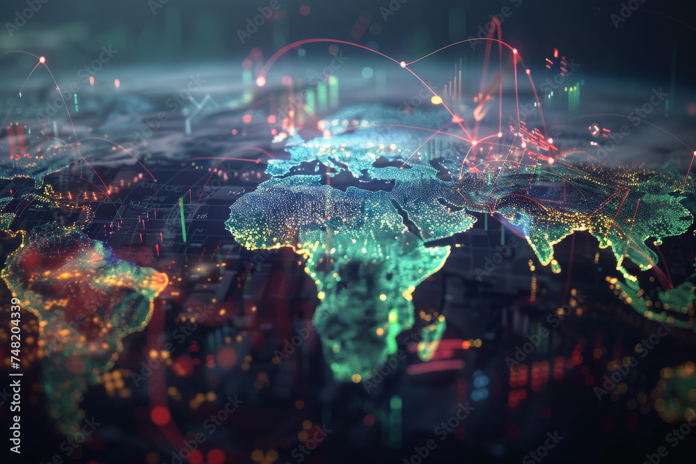 Poster a computer generated image of a map of the world