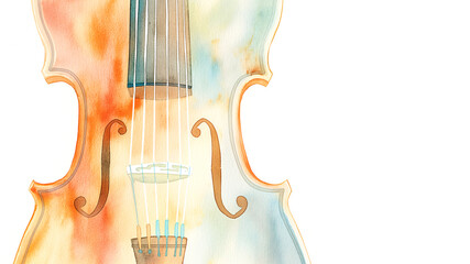 Violin colorful watercolor painting Abstract background illustration © ottercolordesigns