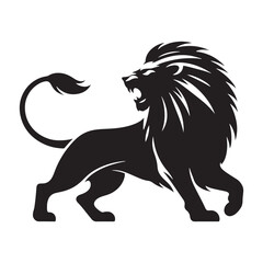 Prowling Danger: Vector Silhouette of Attacking Lion - Capturing the Ferocity and Power of the King of the Jungle. Vector Lion, Lion SIlhouette
