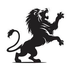 Obraz premium Prowling Danger: Vector Silhouette of Attacking Lion - Capturing the Ferocity and Power of the King of the Jungle. Vector Lion, Lion SIlhouette