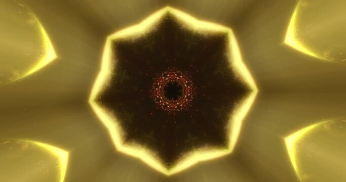 Yellow and red kaleidoscope rosette patterns 