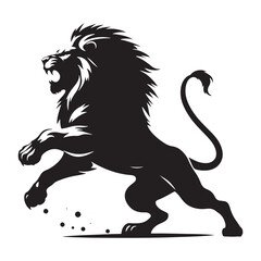 Prowling Danger: Vector Silhouette of Attacking Lion - Capturing the Ferocity and Power of the King of the Jungle. Vector Lion, Lion SIlhouette