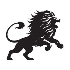 Prowling Danger: Vector Silhouette of Attacking Lion - Capturing the Ferocity and Power of the King of the Jungle. Vector Lion, Lion SIlhouette