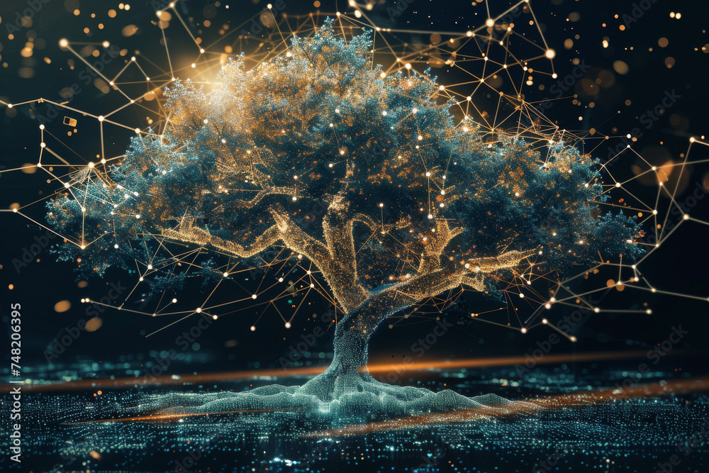Poster a computer generated image of a tree with a dark background