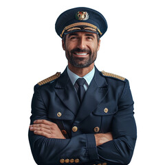 Photo of a pilot smiling on transparent background