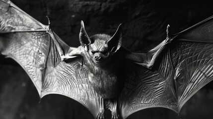 In some depictions, vampires may possess physical characteristics reminiscent of bats, such as pointed ears, wings, or the ability to transform into a bat-like creature - obrazy, fototapety, plakaty