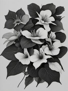 Old chromolithograph illustration of Botany, Hibiscus syriacus