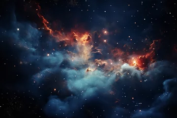 Fotobehang The nebula is a cosmic wonderland, with towering pillars of gas, sparkling stars, and swirling clouds of dust. The photo is a reminder of the beauty and mystery of the universe © wiwid