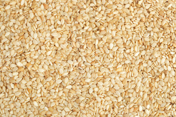 Sesame seeds as a background. Top view. Flat lay