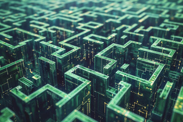 A computer generated image of a maze that looks like a circuit board