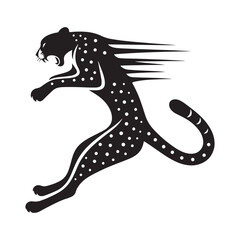 Swift Fury: Vector Silhouette of Attacking Cheetah Vector Roaring Cheetah, Vector attacking cheetah silhouette