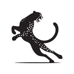 Swift Fury: Vector Silhouette of Attacking Cheetah Vector Roaring Cheetah, Vector attacking cheetah silhouette