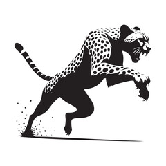 Swift Fury: Vector Silhouette of Attacking Cheetah Vector Roaring Cheetah, Vector attacking cheetah silhouette © Wolfe 