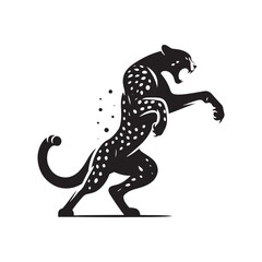 Swift Fury: Vector Silhouette of Attacking Cheetah Vector Roaring Cheetah, Vector attacking cheetah silhouette