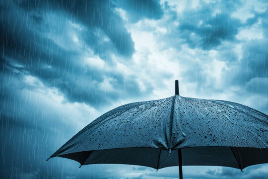  rainy day with umbrella against stormy sky