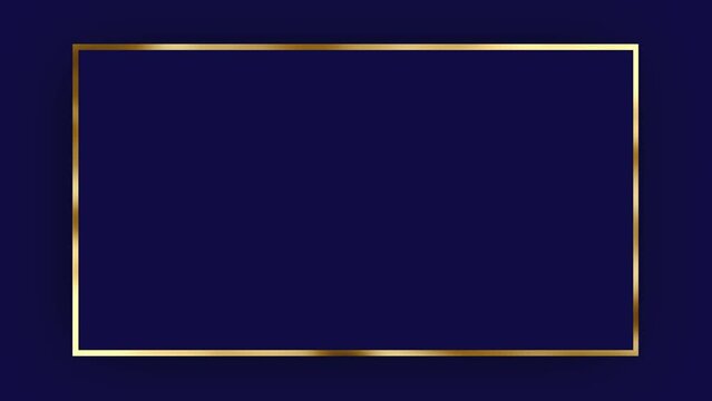On a blue background, a red rectangle frame with a gold border, free space for text and product advertising. Animation of a luxury frame in a minimalism style.Use vertical or horizontal.