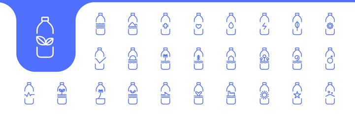 recycle bottle line minimal icon set collection design vector