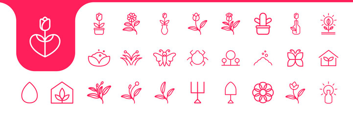 garden line icon set collection design vector