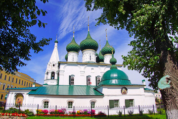 Fototapeta na wymiar Church of Our Savior on the city, Yaroslavl, Russia. Close up image of orthodox christian church