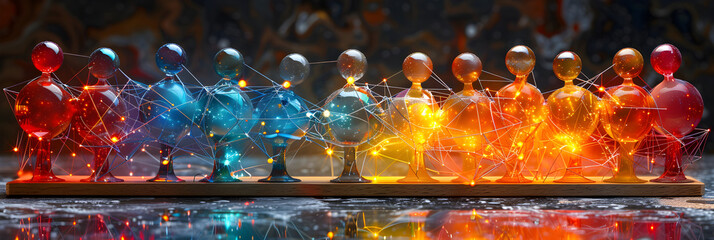 A Network of Businesspeople 3d background,
Selected focus shot of colorful chess pieces with blurred background