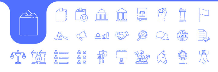 political lines icon set collection design vector - obrazy, fototapety, plakaty