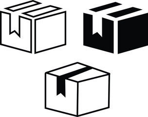 Set of box Package Flat Vector Icon Design, collection of isometric vector flat isolated on transparent background, Bonus boxes, Package Glyph logo Design, used for mobile app, website or Ui.