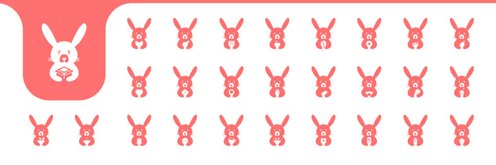 rabbit cute icon set collection design vector