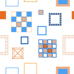 Square patterns. Geometric squares. Bright seamless pattern. Design of fabric, wallpaper, wrapping paper. Vector