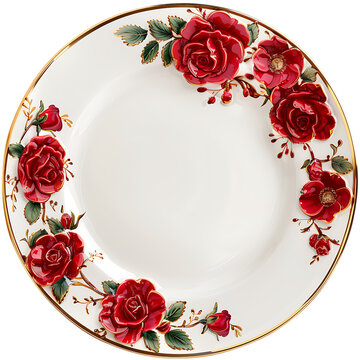 Rose, Flowers, Plate, Frame, Photo Frame, Red, Transparent Background 