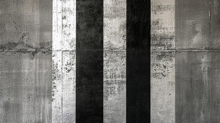 A monochromatic ensemble featuring thick black and grey horizontal stripes set against a cool and edgy silver background for a sleek and urban feel.