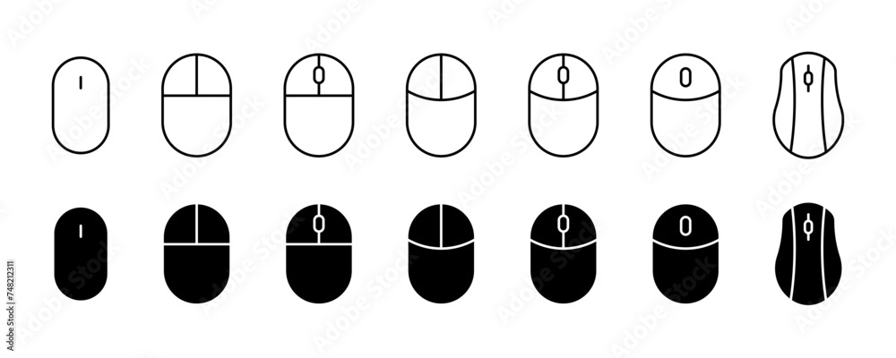 Wall mural mouse icon collection. computer mouse set icons. mouse outline, silhouette vector icons