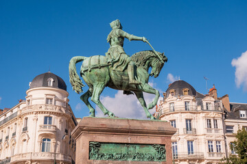 Orleans, France - October 6, 2021: the monument to Jeanne D'Arc, riding a horse - 748213550