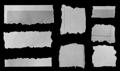 Torn papers on black - 748213905