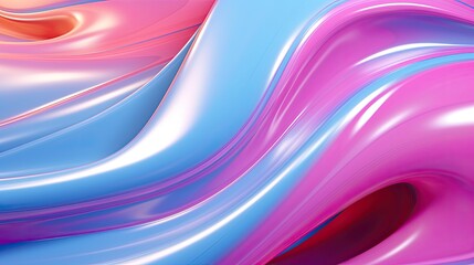 3D rendering. Pink and blue glossy waves. Abstract background.