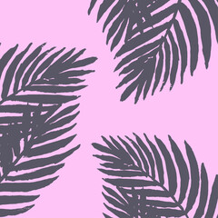 Fototapeta na wymiar gray fern leaves on a pink background pattern