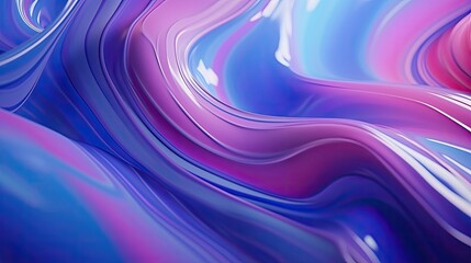 Fototapeta premium 3D rendering. Holographic iridescent surface. Wavy fluid background.