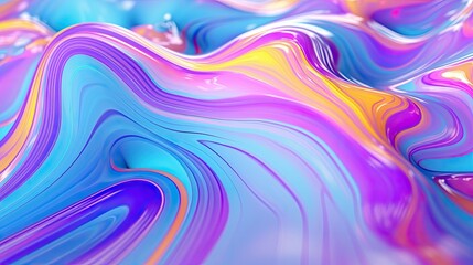 Obraz premium 3D rendering. Multicolored fluid shapes. Holographic gradient. Abstract futuristic background.