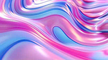 3D rendering. Holographic smooth liquid colors. Wavy silk surface. Abstract background.