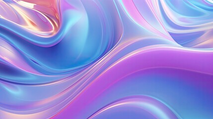3D rendering. Beautiful iridescent blue and purple colors. Soft and smooth gradients. Futuristic and trendy.