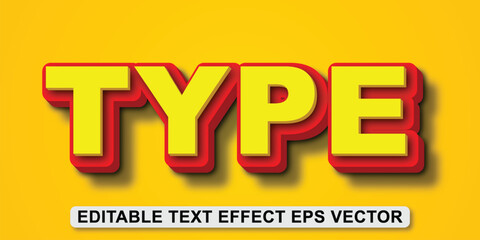 Naklejka na ściany i meble Type yellow color 3d text effect editable 3d style