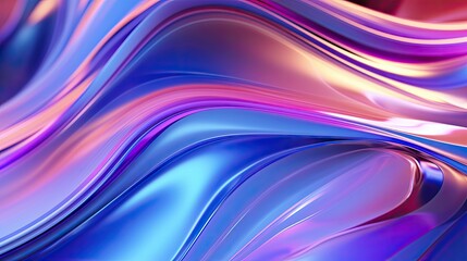 3D rendering. Holographic foil. Iridescent surface. Vibrant colors. Abstract background.