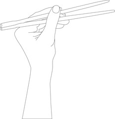 One line drawing hand holding chopstick
