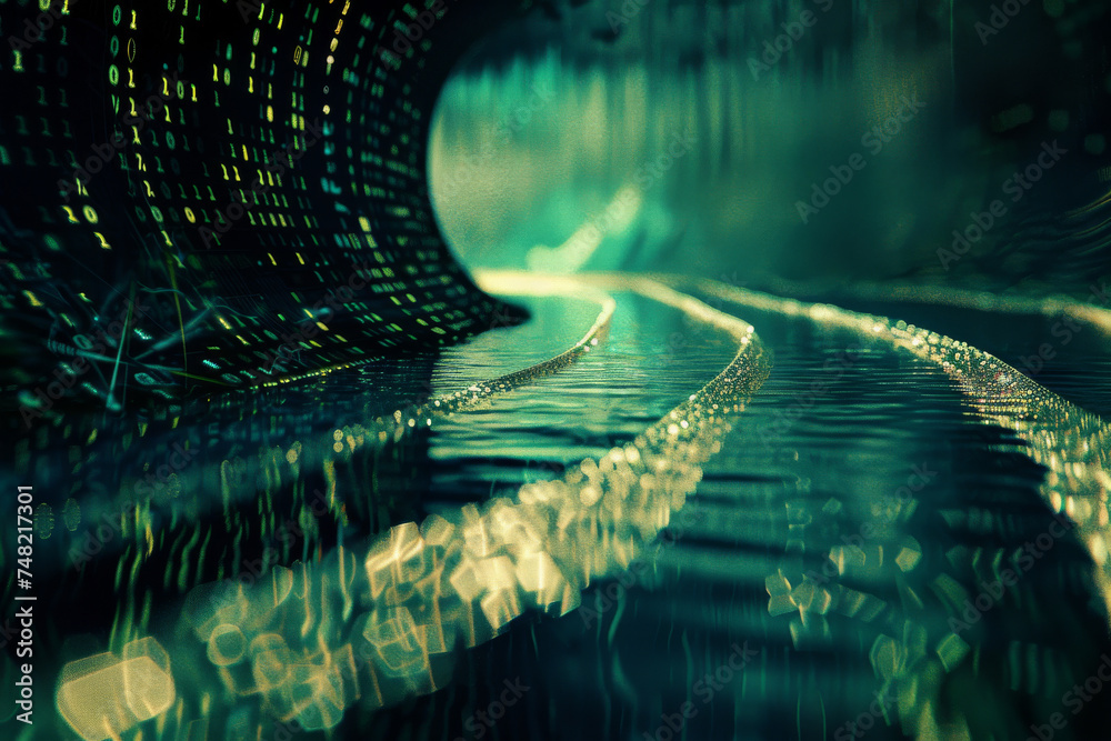 Aufkleber A computer generated image of a tunnel filled with binary code