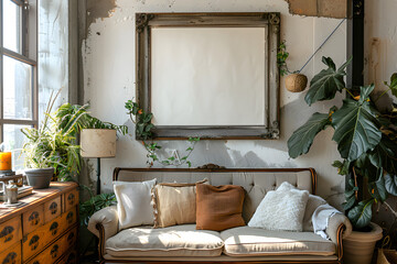 picture frame markup above the old wood dresser in the living room