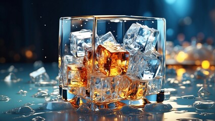Ice Cube Glass Drinks with Rocks Abstract Background