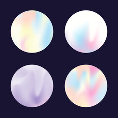 Hologram abstract backgrounds set. Holographic gradient. Creative hologram backdrop. Minimalistic 90s, 80s retro style graphic template for brochure, banner, wallpaper, mobile screen.