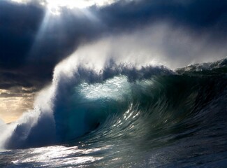 Dramatic wave in the ocean background