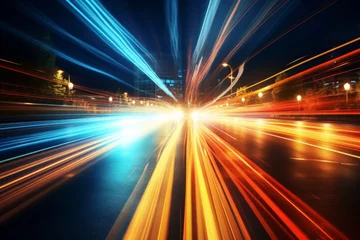 Rollo Abstract city road light background night highway traffic lights long exposure blurred motion © Natali9yarova
