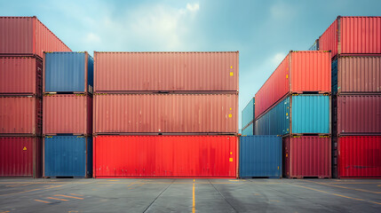 Fototapeta premium Industrial Cargo Containers at Sunrise
