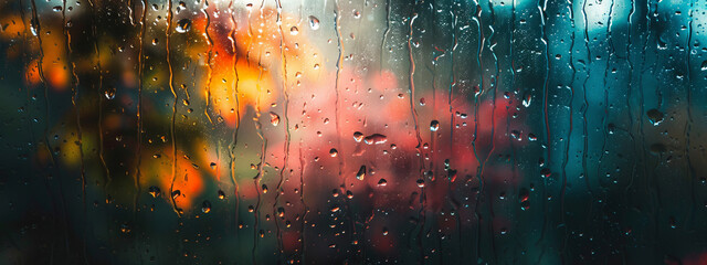 Intense Rain Shower View through the Window
